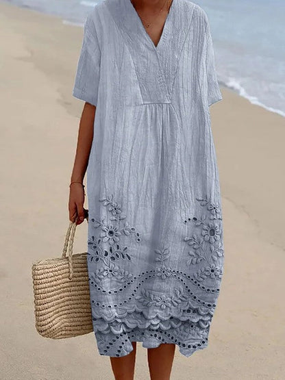 Elegant Floral V-Neck Midi Dress