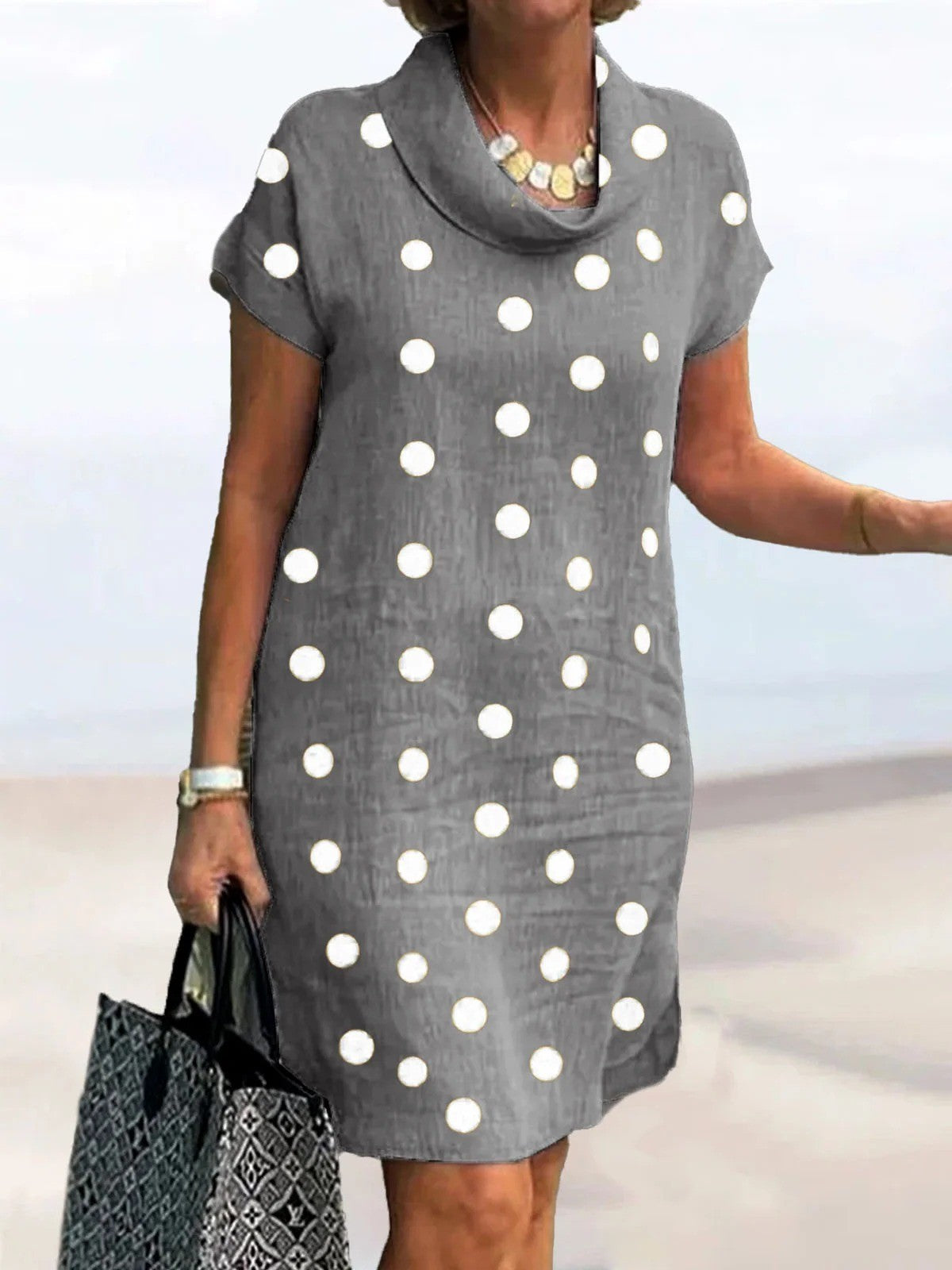 Casual Polka Dot Mini Dress for Women - Nocini