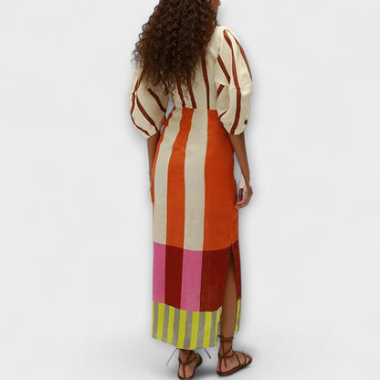 Elegant Maxi Dress: Sexy Cutouts & Fluffy Sleeves