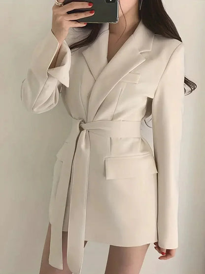 Classic Fit Women's Blazer Dress with Belted Waist