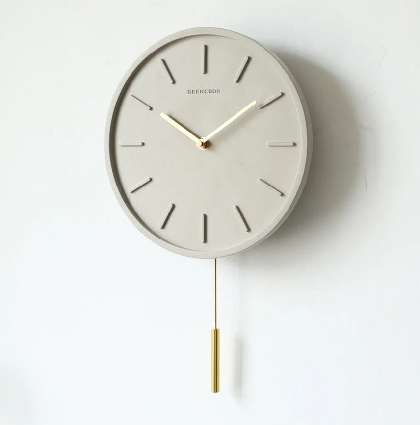 Rustic Metal Pendulum Wall Clock - Grey - Pexav