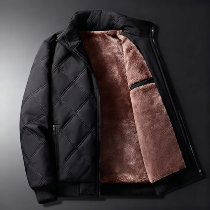 Quilted Bomber Jacket with Stand Collar - Nocini