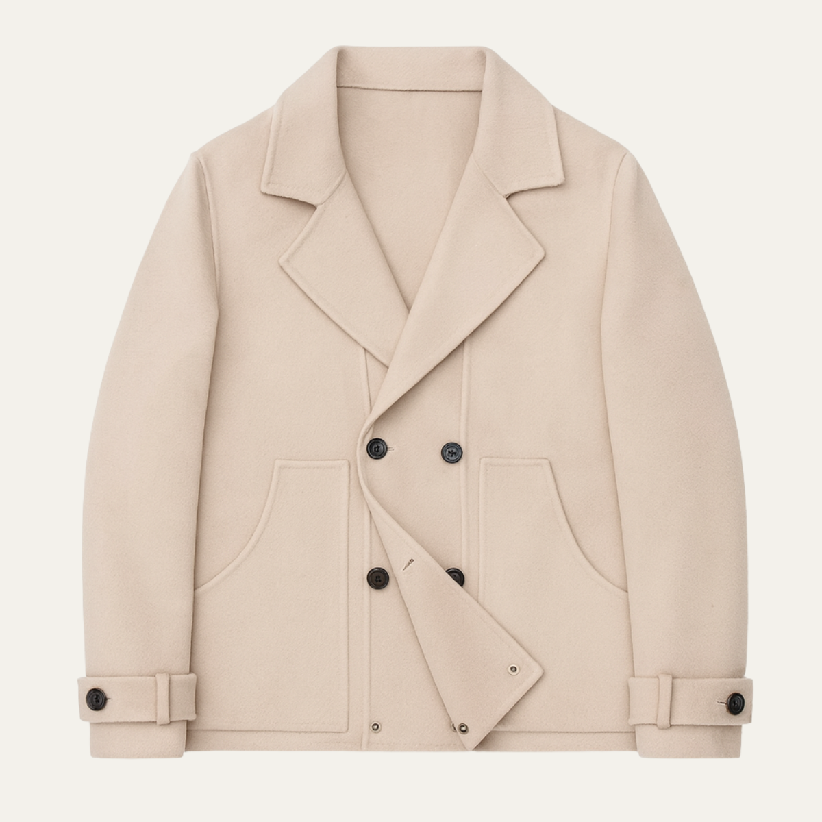 Classic Men's Wool Double Breasted Navy Pea Coat - Nocini