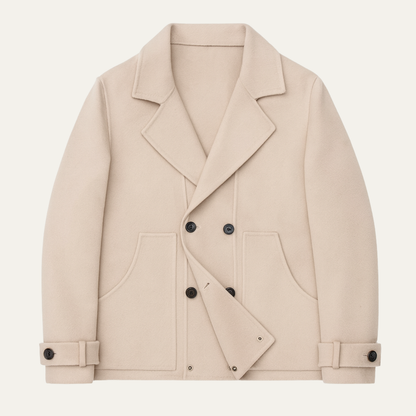 Classic Men's Wool Double Breasted Navy Pea Coat - Nocini