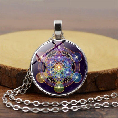 Spiritual Crystal Pendant with Sacred Geometry Symbol - Pexav