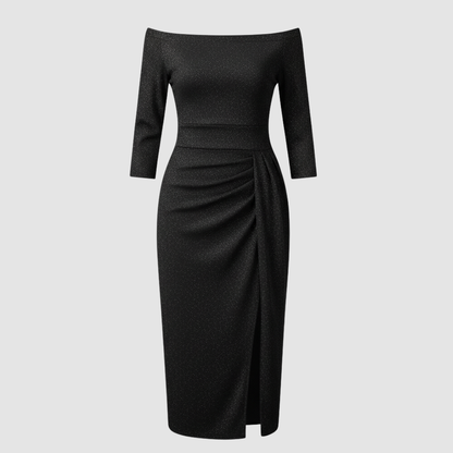 Image of Charity | Women's Off-the-Shoulder Midi Dress