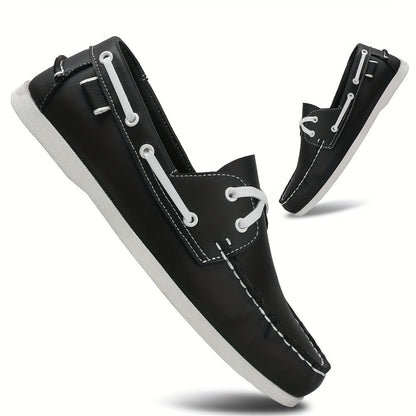 Classic Leather Deck Shoes – Navy Blue Low Profile
