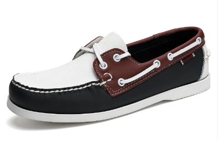 Classic Leather Deck Shoes – Navy Blue Low Profile