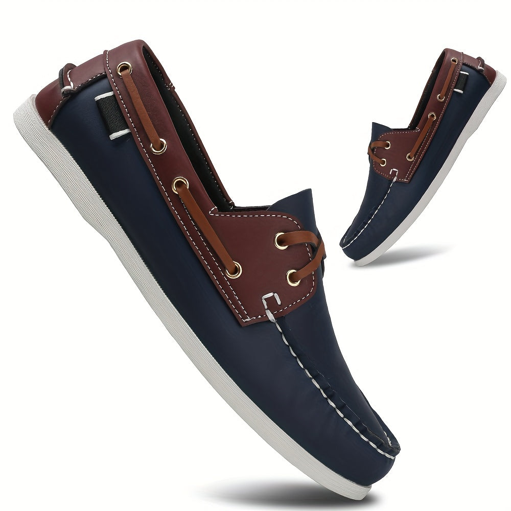 Classic Leather Deck Shoes – Navy Blue Low Profile