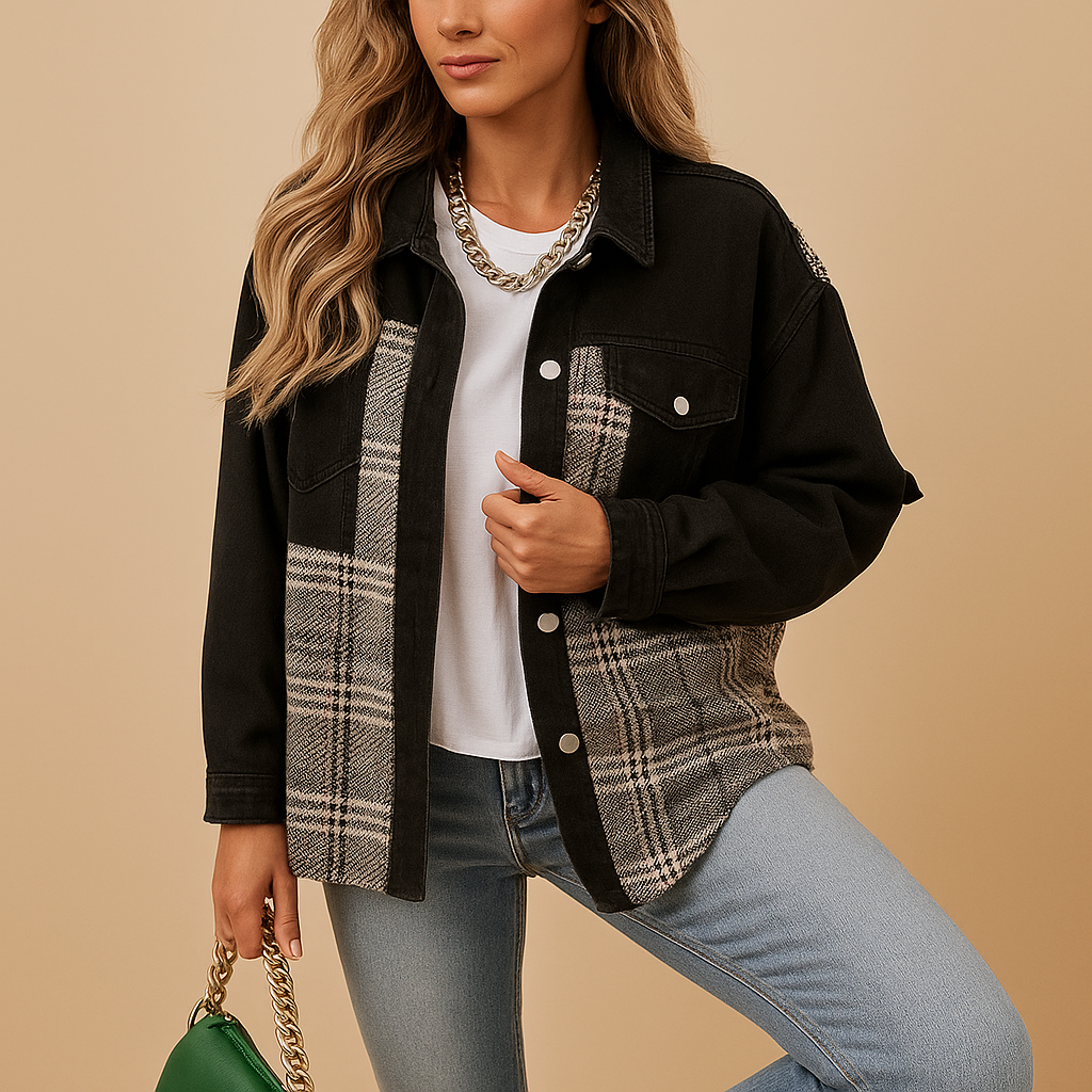 Checked denim-look jacket for women | Hannah - Nocini