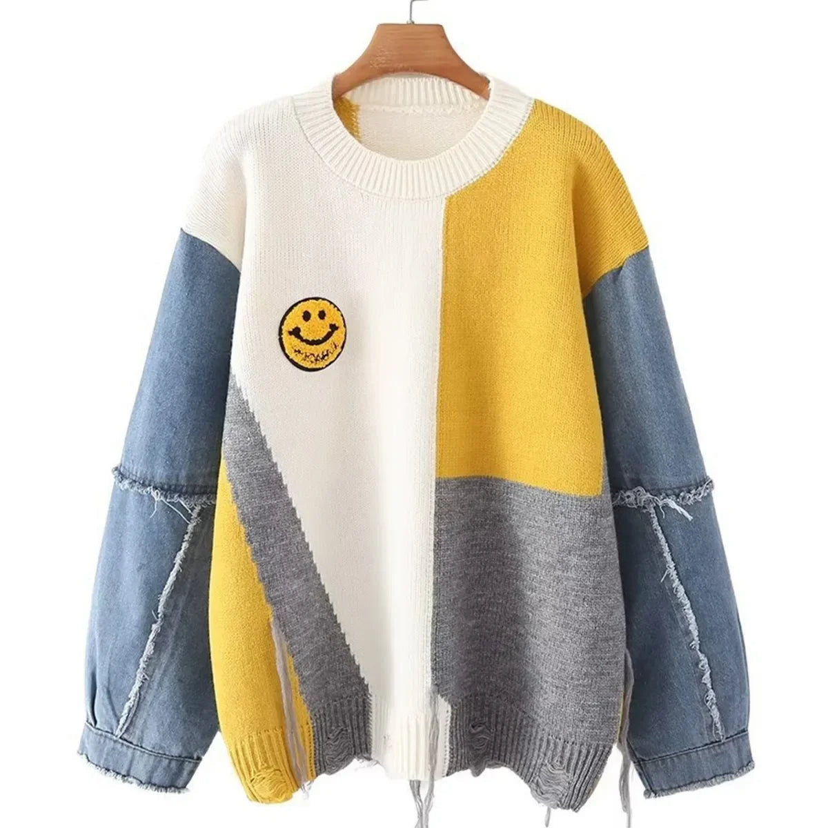 Colorful Quilted Knit Sweater for Women - Pexav
