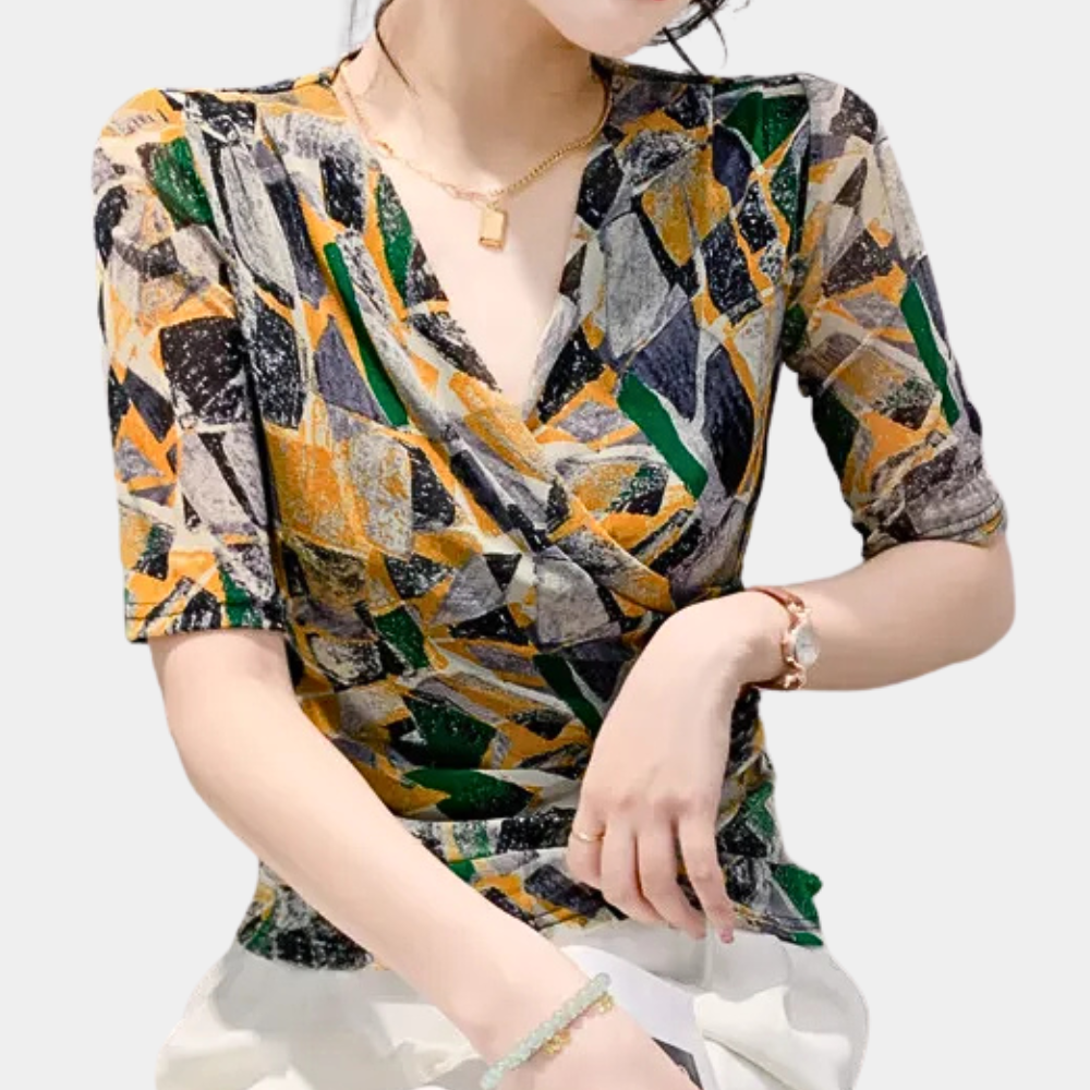 Feminine V-Neck Lady Top Aria - Pexav