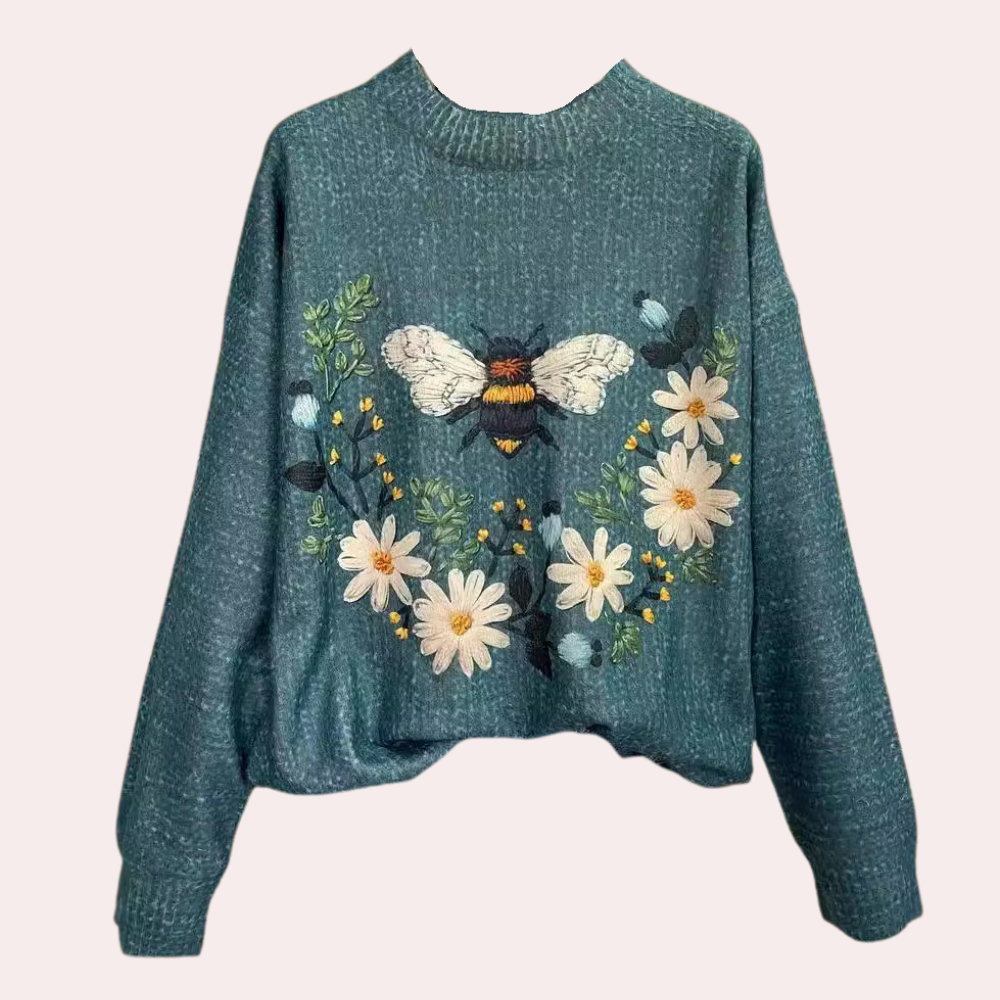 Colorful Floral Women's Sweater Fleur - Pexav