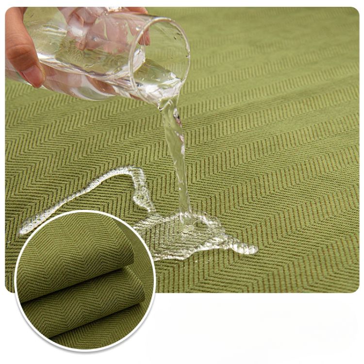 Chenille Bank Protector with Herringbone Structure – VeluraShield-Green-27.6×27.6in-Nora Luxe
