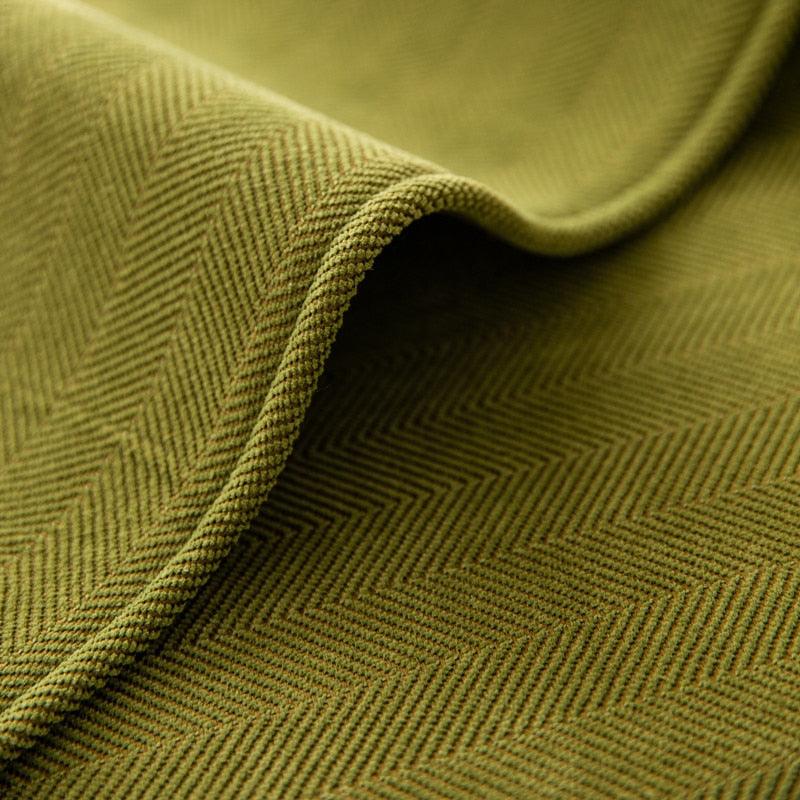 Chenille Bank Protector with Herringbone Structure – VeluraShield-Green-27.6×27.6in-Nora Luxe