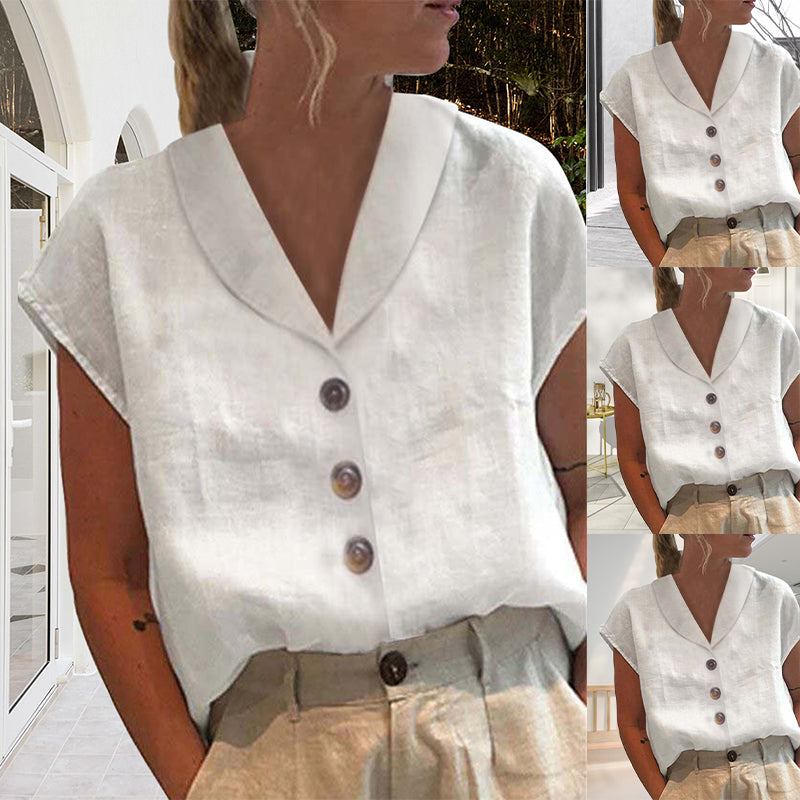 Elegant Women's Blouse with Classic Collar Buttons - Pexav