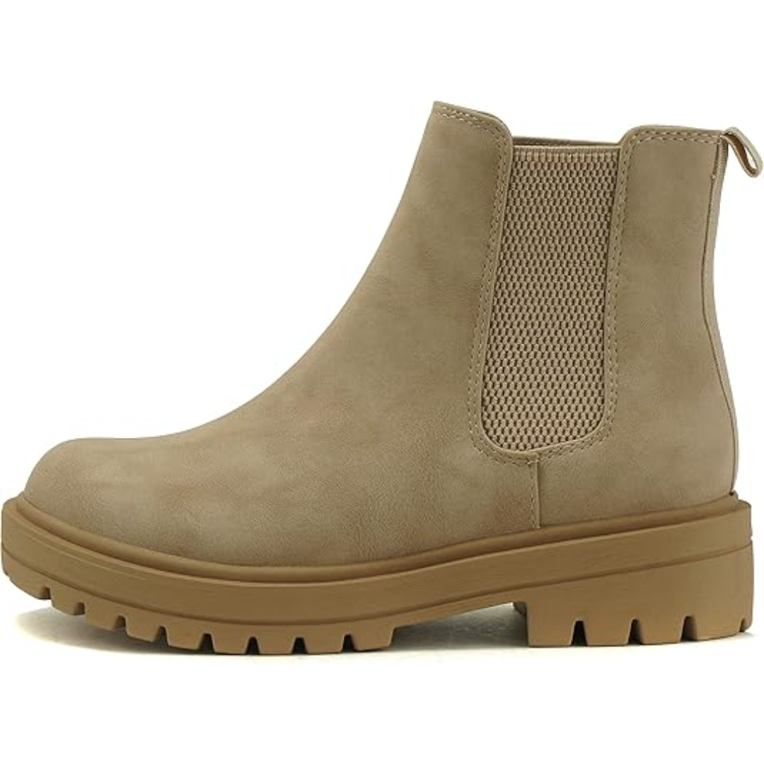 Chic Low Heel Chelsea Ankle Boots - Kailey-Beige-2.5-Nora Luxe