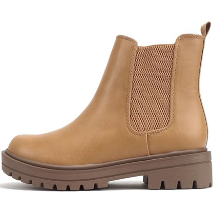 Chic Low Heel Chelsea Ankle Boots - Kailey-Dark Blonde PU-2.5-Nora Luxe
