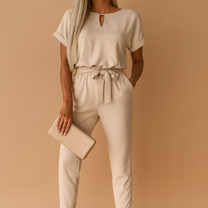 Chic tailored jumpsuit for women with elegant fitted design, perfect for business, formal dinners, and stylish evenings out.