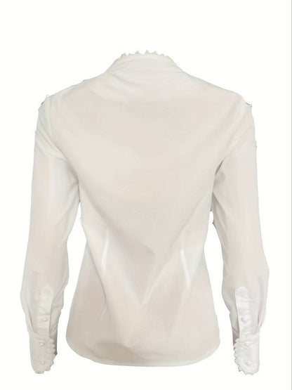 Chic White Women's Blouse with Gold Buttons – Isalie-S-The Livary