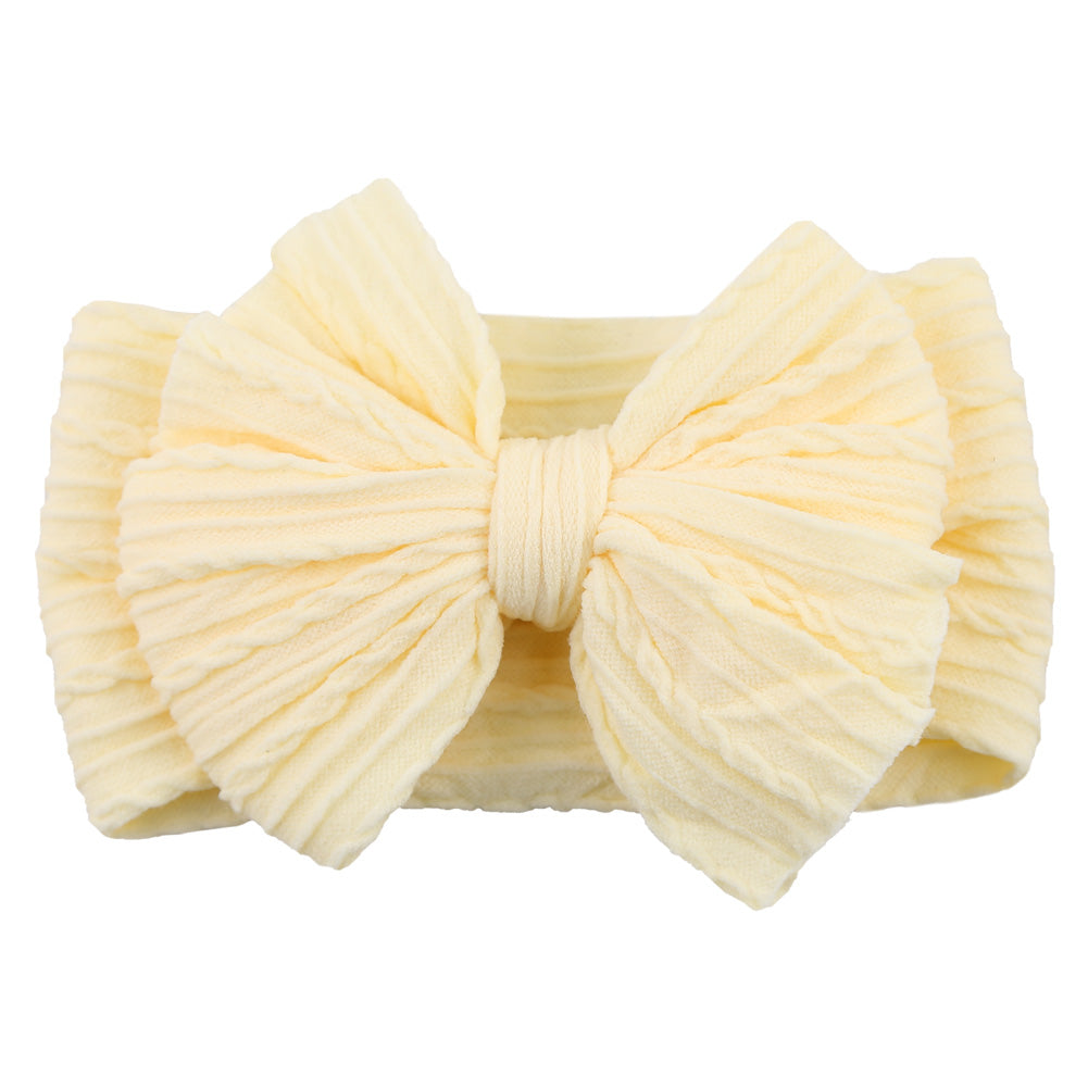 Children's Nylon Headband with Bow-Beige-Nora Luxe