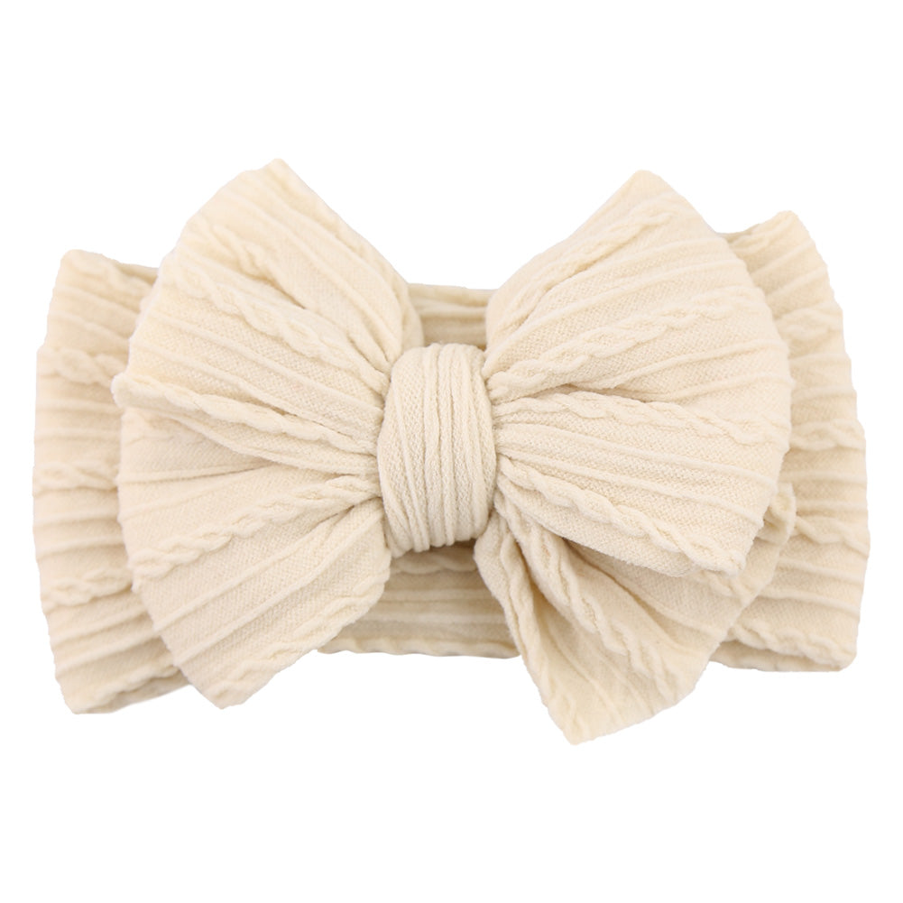 Children's Nylon Headband with Bow-Ivory-Nora Luxe