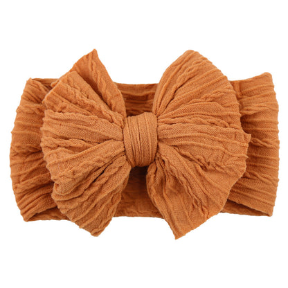Children's Nylon Headband with Bow-Khaki-Nora Luxe
