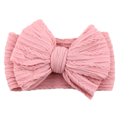 Children's Nylon Headband with Bow-Pink 2-Nora Luxe