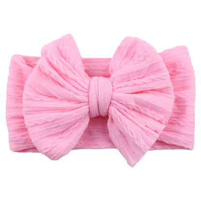 Children's Nylon Headband with Bow-Pink-Nora Luxe