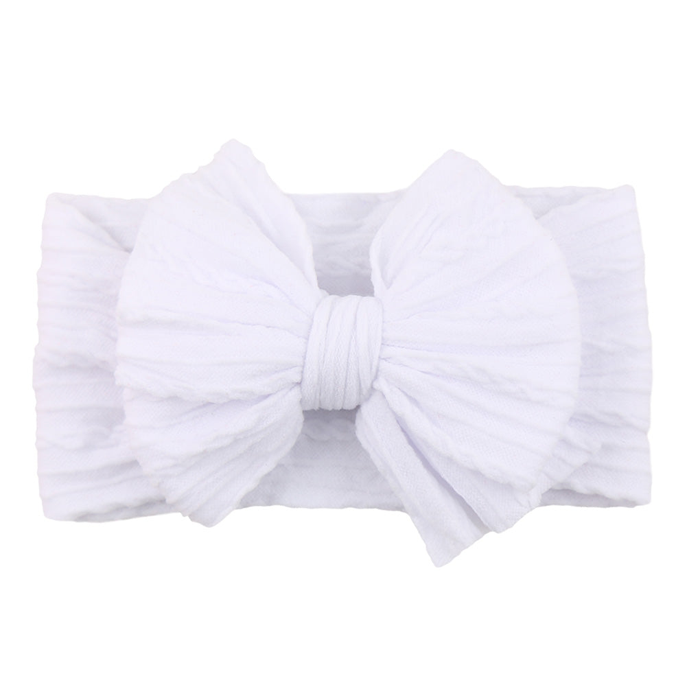 Children's Nylon Headband with Bow-White-Nora Luxe