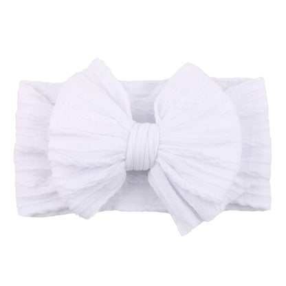 Children's Nylon Headband with Bow-White-Nora Luxe
