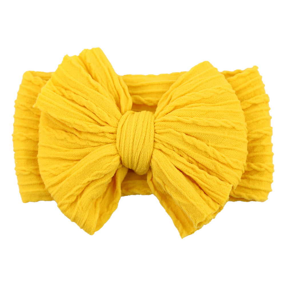 Children's Nylon Headband with Bow-Yellow-Nora Luxe