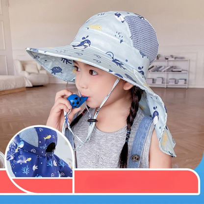 CHILDREN'S SUN HAT WITH UPF 50+ - WIDE BRIM AND ADJUSTABLE CHIN STRAP-Light Blue-Nora Luxe