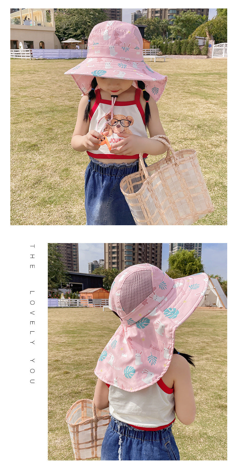 CHILDREN'S SUN HAT WITH UPF 50+ - WIDE BRIM AND ADJUSTABLE CHIN STRAP-Pink-Nora Luxe