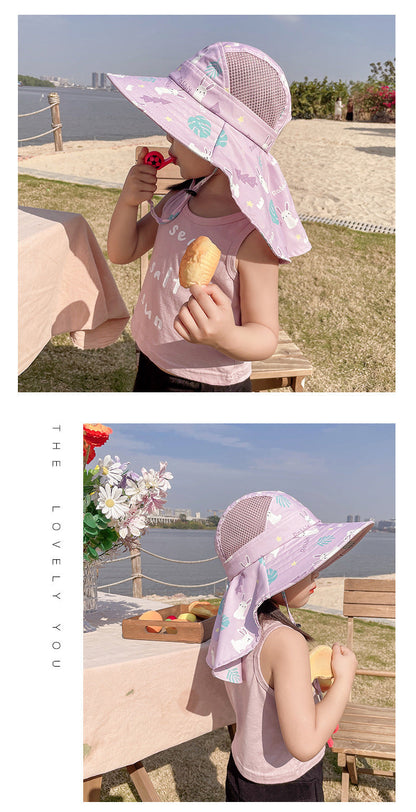 CHILDREN'S SUN HAT WITH UPF 50+ - WIDE BRIM AND ADJUSTABLE CHIN STRAP-Pink-Nora Luxe