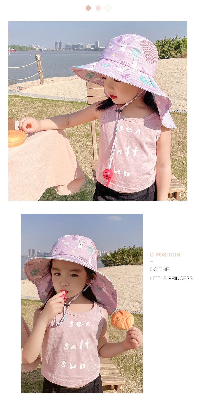 CHILDREN'S SUN HAT WITH UPF 50+ - WIDE BRIM AND ADJUSTABLE CHIN STRAP-Pink-Nora Luxe