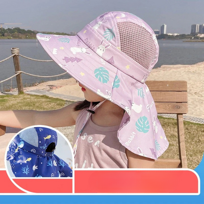 CHILDREN'S SUN HAT WITH UPF 50+ - WIDE BRIM AND ADJUSTABLE CHIN STRAP-Purple-Nora Luxe