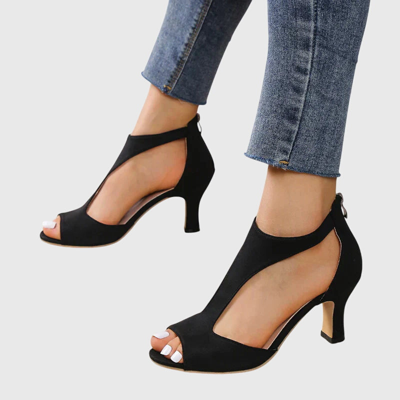 Image of Christina | Women's Peep Toe T-Strap Heeled Shoes