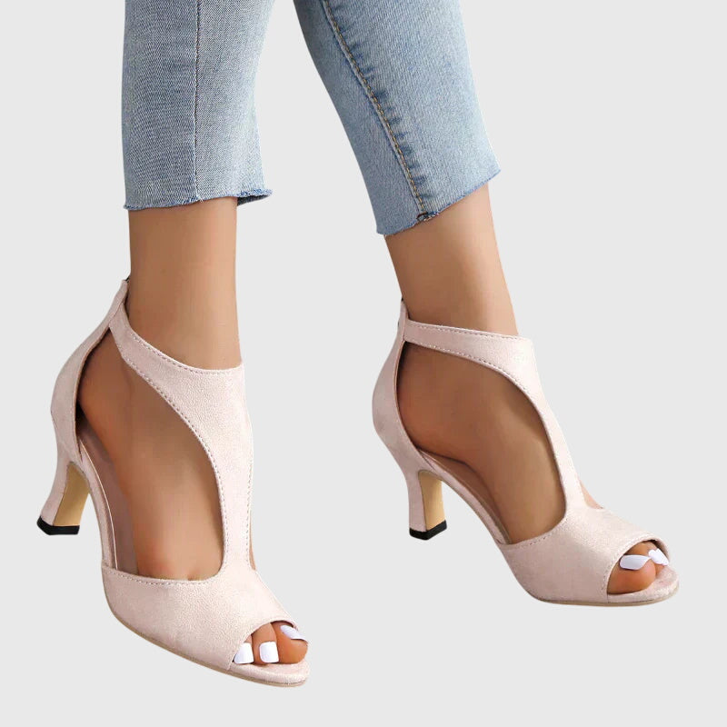 Image of Christina | Women's Peep Toe T-Strap Heeled Shoes