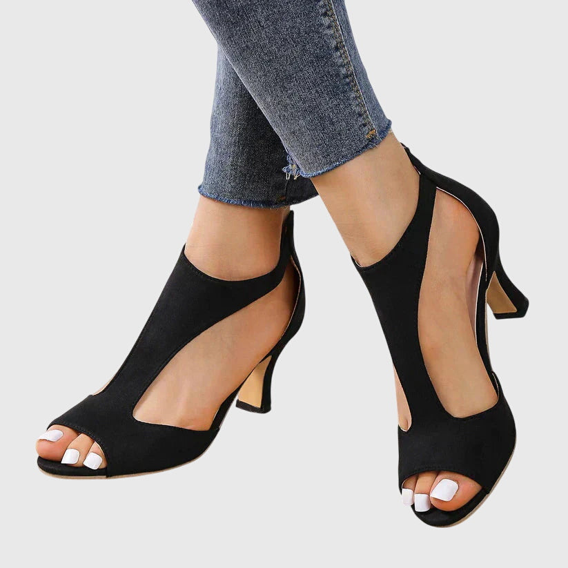 Image of Christina | Women's Peep Toe T-Strap Heeled Shoes