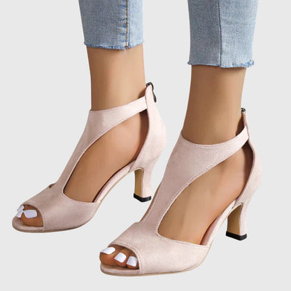 Image of Christina | Women's Peep Toe T-Strap Heeled Shoes