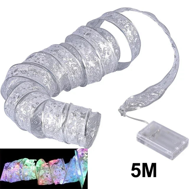 Christmas Lights Ribbon - TwinkleRibbon-Style 1-196.85 inches-Nora Luxe