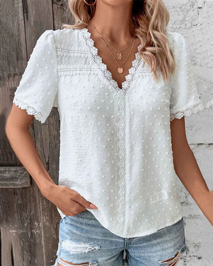 Christy | Ladies' Deep V Relaxed Fit Blouse - Olytrend