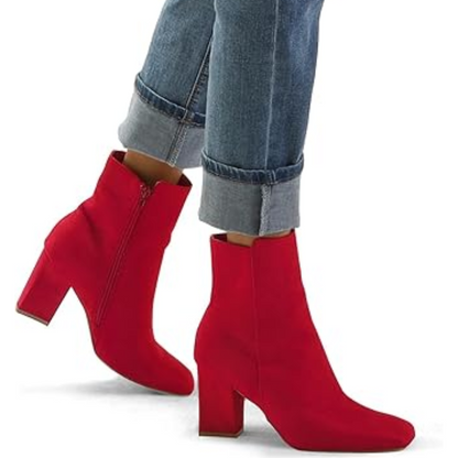 Chunky Block Heel Ankle Boots - Jamie-Black PU-2.5-Nora Luxe