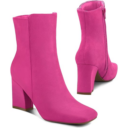Thick High Heel Ankle Boots - Pexav