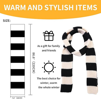 Chunky Knitted Striped Scarf for Men - Chris-Black/Gray-Nora Luxe