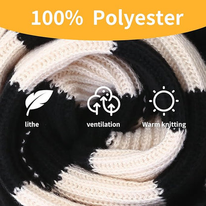 Chunky Knitted Striped Scarf for Men - Chris-Black/Gray-Nora Luxe