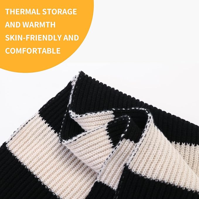 Chunky Knitted Striped Scarf for Men - Chris-Black/Gray-Nora Luxe