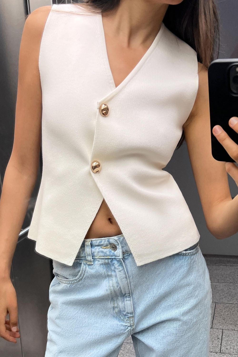 Ladies' Classic Fit Button Vest Shirt - Olytrend