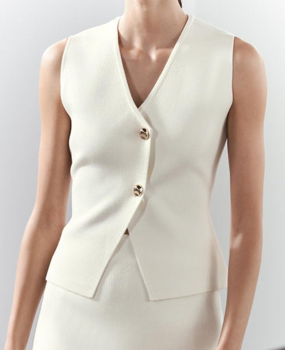 Image of Cindy | Women's Button Front Fitted Vest Top